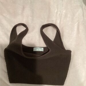 Aritzia Babaton Chocolate Ribbed Crop Top